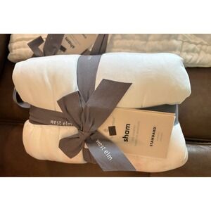 2 WEST ELM  QUILTED STANDARD SHAMS IN‎ WHITE NEW